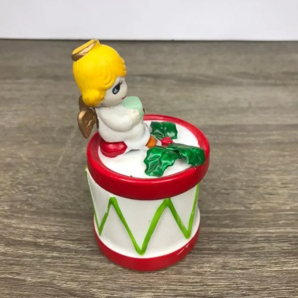 Vintage Artmark Christmas Angel Ceramic Candle Hand Painted NIB